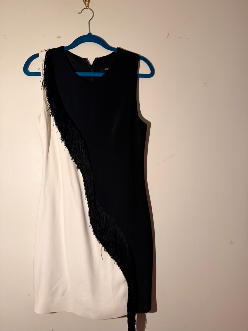 Black & White Fringe Midi Dress